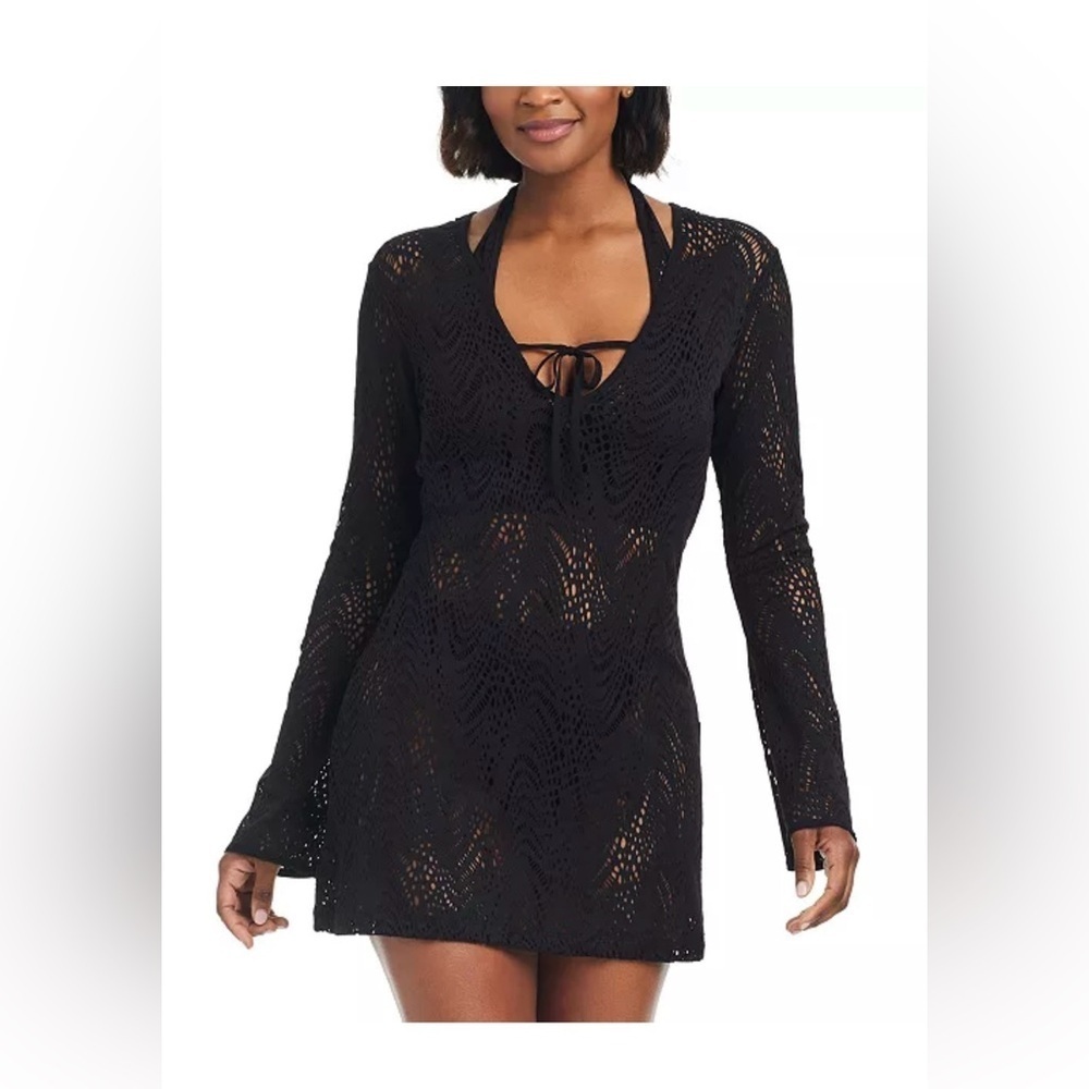 NWT Bar III Women's Crochet Plunge-Neck Cover-Up Dress small